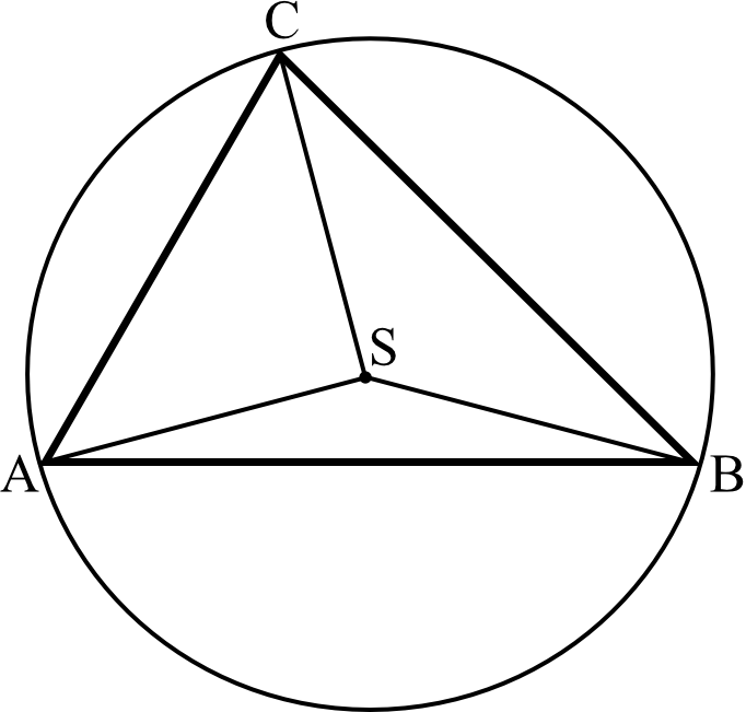 punkt S jest środkiem okręgu opisanego na trójkącie ostrokątnym ABC