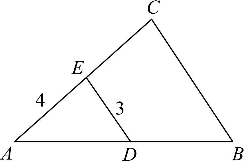 odcinki BC i DE są równoległe i AE=4, DE=3