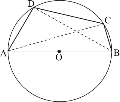 czworokąt ABCD wpisano w okrąg tak że bok AB jest średnicą tego okręgu