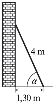 drabinę o długości 4 metrów oparto o pionowy mur